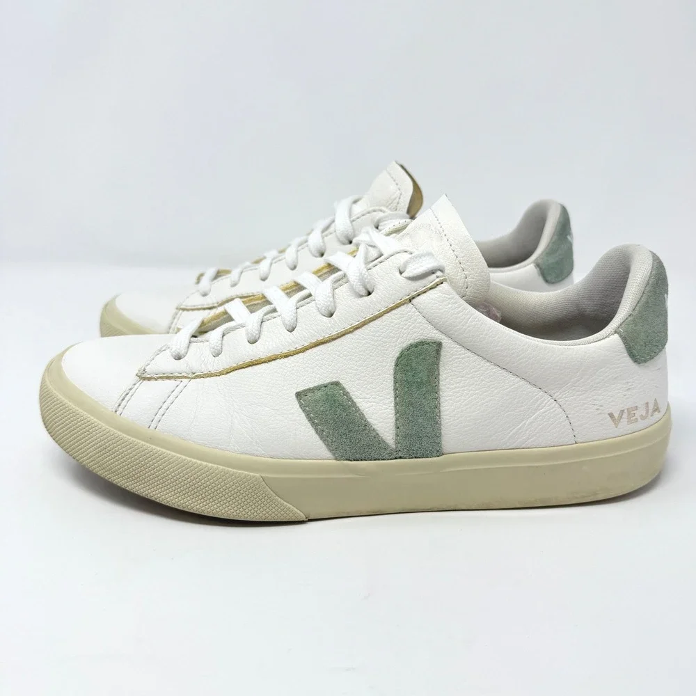 VEJA Campo White Sage Green Leather Suede Sneakers Womens US 10 EUR 41 Low Top - Picture 2 of 7
